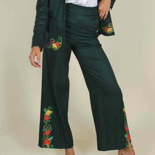 The Holiday Ham | Dark Green Holiday Placement Women's Suit Pants