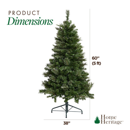 Home Heritage Cascade Quick Set 5 Foot 250 LED Pre-Lit Artificial Christmas Tree