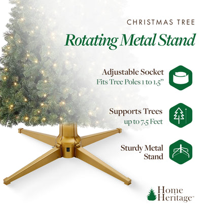 Home Heritage Metal Rotating Christmas Tree Stand for Holiday Trees Up to 7.5 ft
