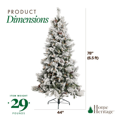 Home Heritage Snowdrift 6.5' PreLit Artificial Christmas Tree, Berries/Pinecones
