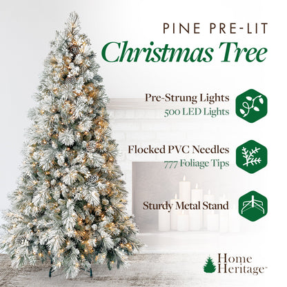 Home Heritage Snowdrift 6.5' PreLit Artificial Christmas Tree, Berries/Pinecones