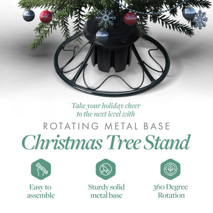 Home Heritage 1-1.75" Artificial Christmas Tree Base Rotating Metal Stand, Black