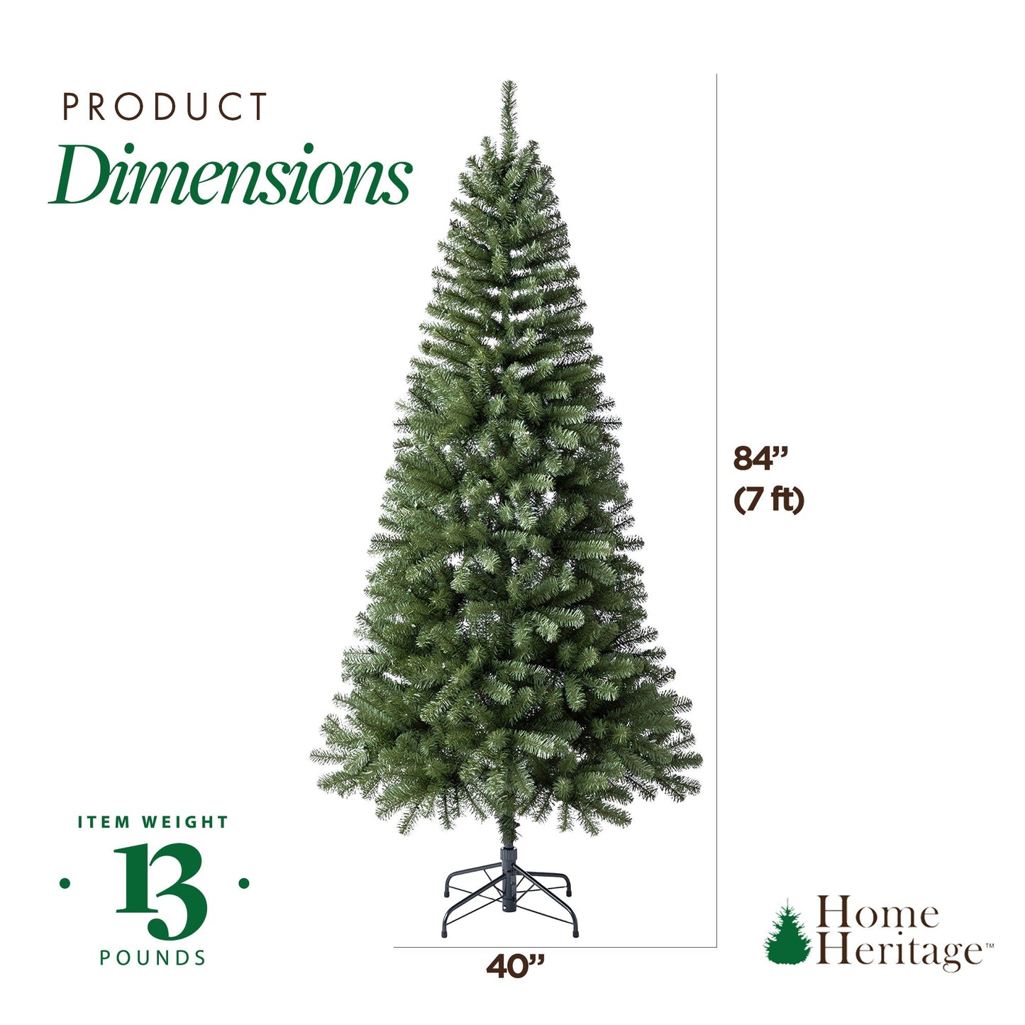 Home Heritage 7 Foot Brighampton Spruce Artificial Christmas Tree with LED Light