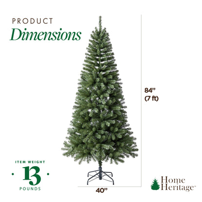 Home Heritage 7 Foot Brighampton Spruce Artificial Christmas Tree with LED Light