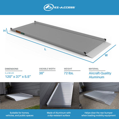 EZ-ACCESS GATEWAY 3G 10 Foot Solid Surface Aluminum Portable Wheelchair Ramp