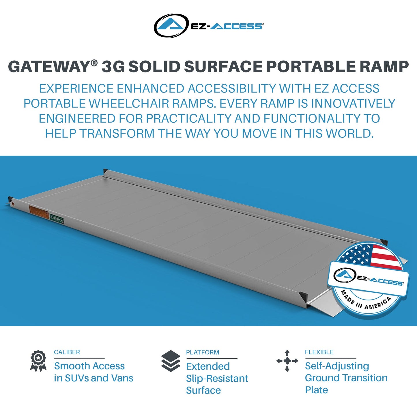 EZ-ACCESS GATEWAY 3G 10 Foot Solid Surface Aluminum Portable Wheelchair Ramp