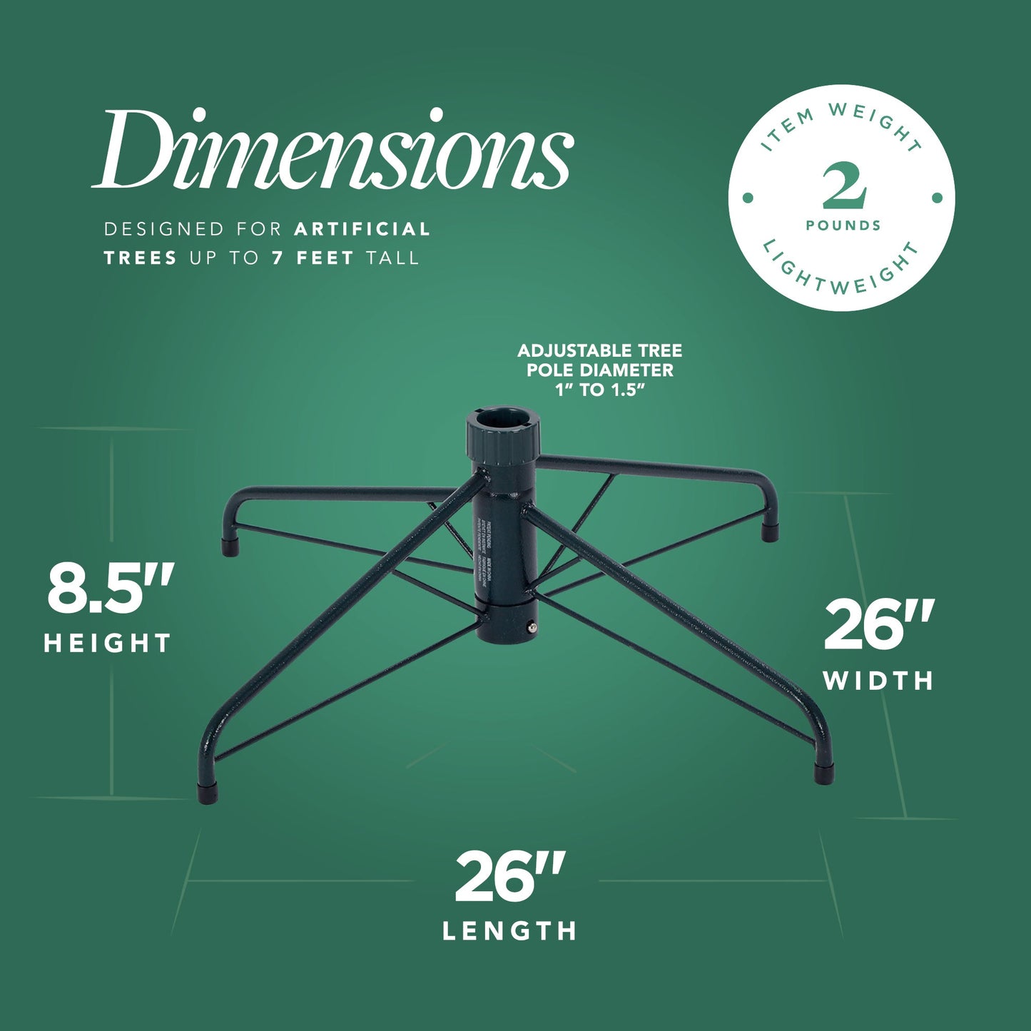 Home Heritage 1-1.5" Artificial Christmas Tree Base Folding Metal Stand, Green