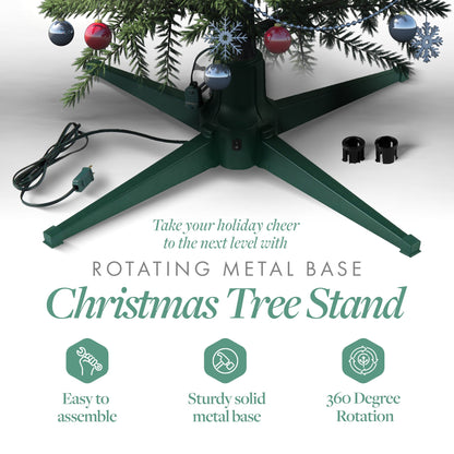 Home Heritage Metal Rotating Christmas Tree Stand for Holiday Trees Up to 7.5 ft