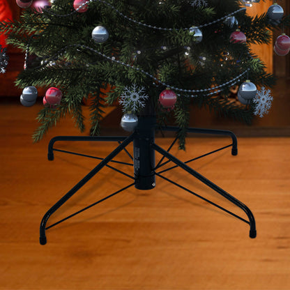 Home Heritage 1-1.5" Artificial Christmas Tree Base Folding Metal Stand, Green