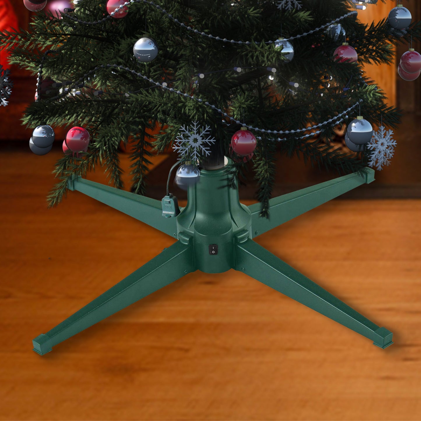 Home Heritage Metal Rotating Christmas Tree Stand for Holiday Trees Up to 7.5 ft
