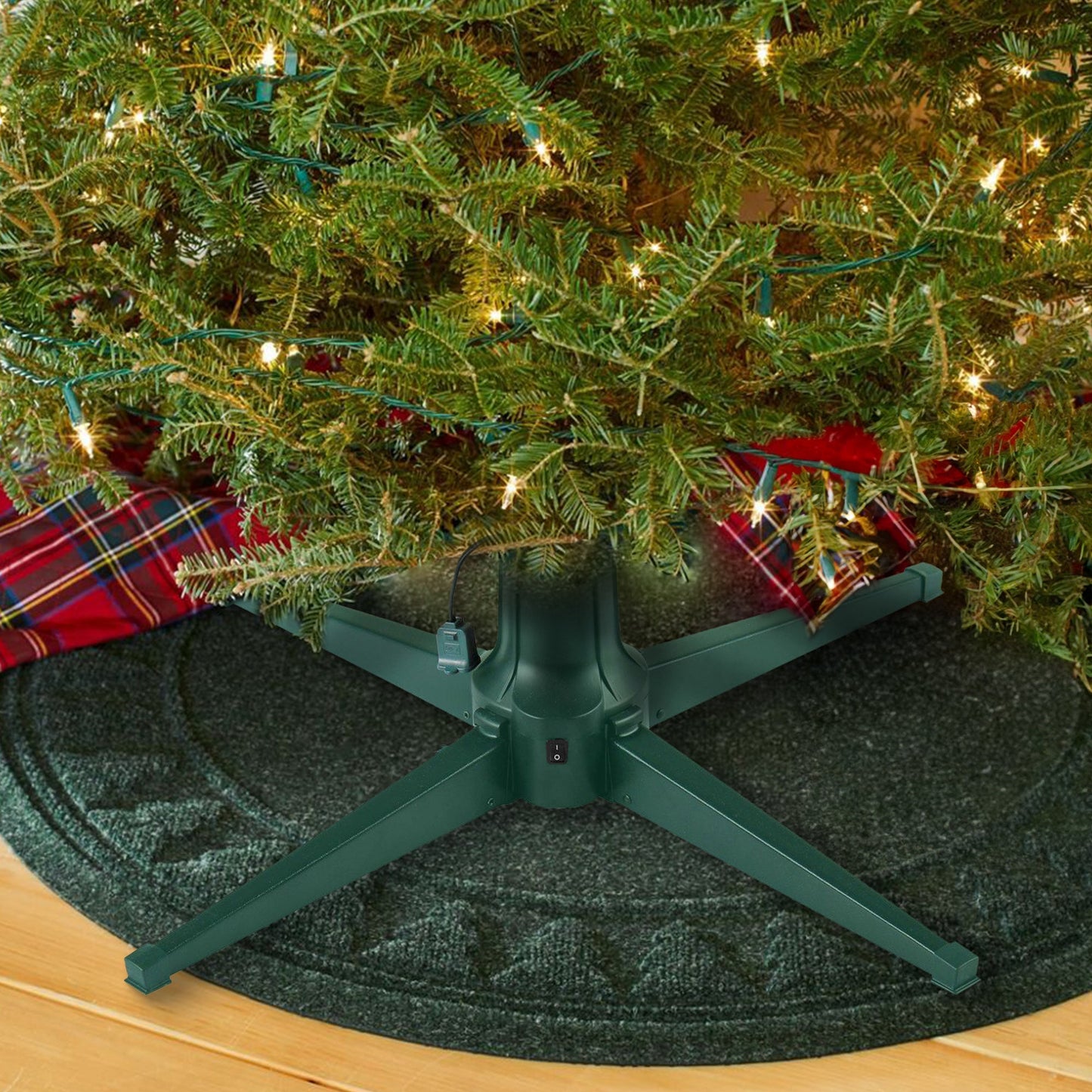Home Heritage Metal Rotating Christmas Tree Stand for Holiday Trees Up to 7.5 ft