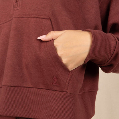 The Maroon Jive | Maroon Goldilocks™ Women’s Half Zip Lounge Hoodie