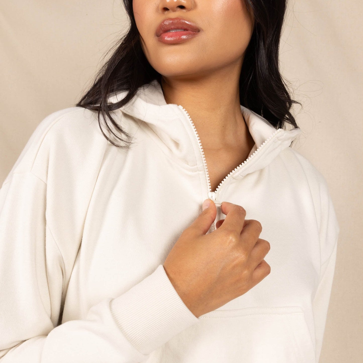 The Cream Of The Crop | Oatmeal Goldilocks™ Women’s Half Zip Lounge Hoodie