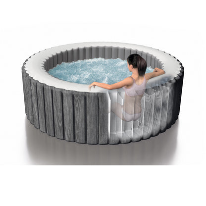 Intex Greywood Deluxe 4 Person Portable Inflatable Hot Tub with LED Lights, Gray