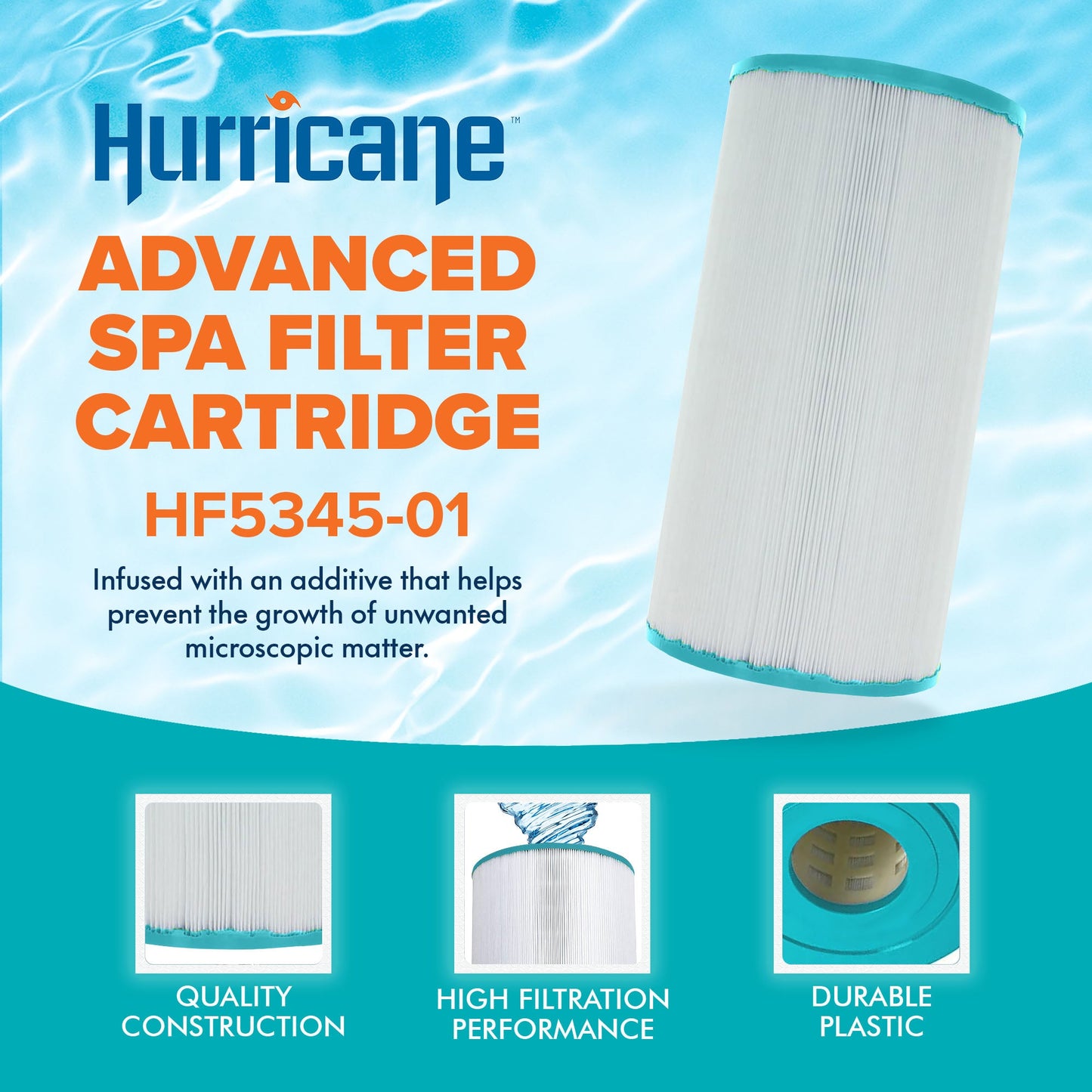 Hurricane HF5345-01 Advanced Pool and Spa Filter Cartridge Replacement, White
