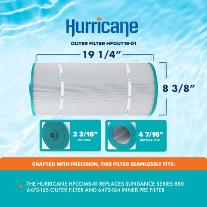 Hurricane HFCOMB-01 Advanced Spa Filter Cartridge Inner and Outer Filter Set