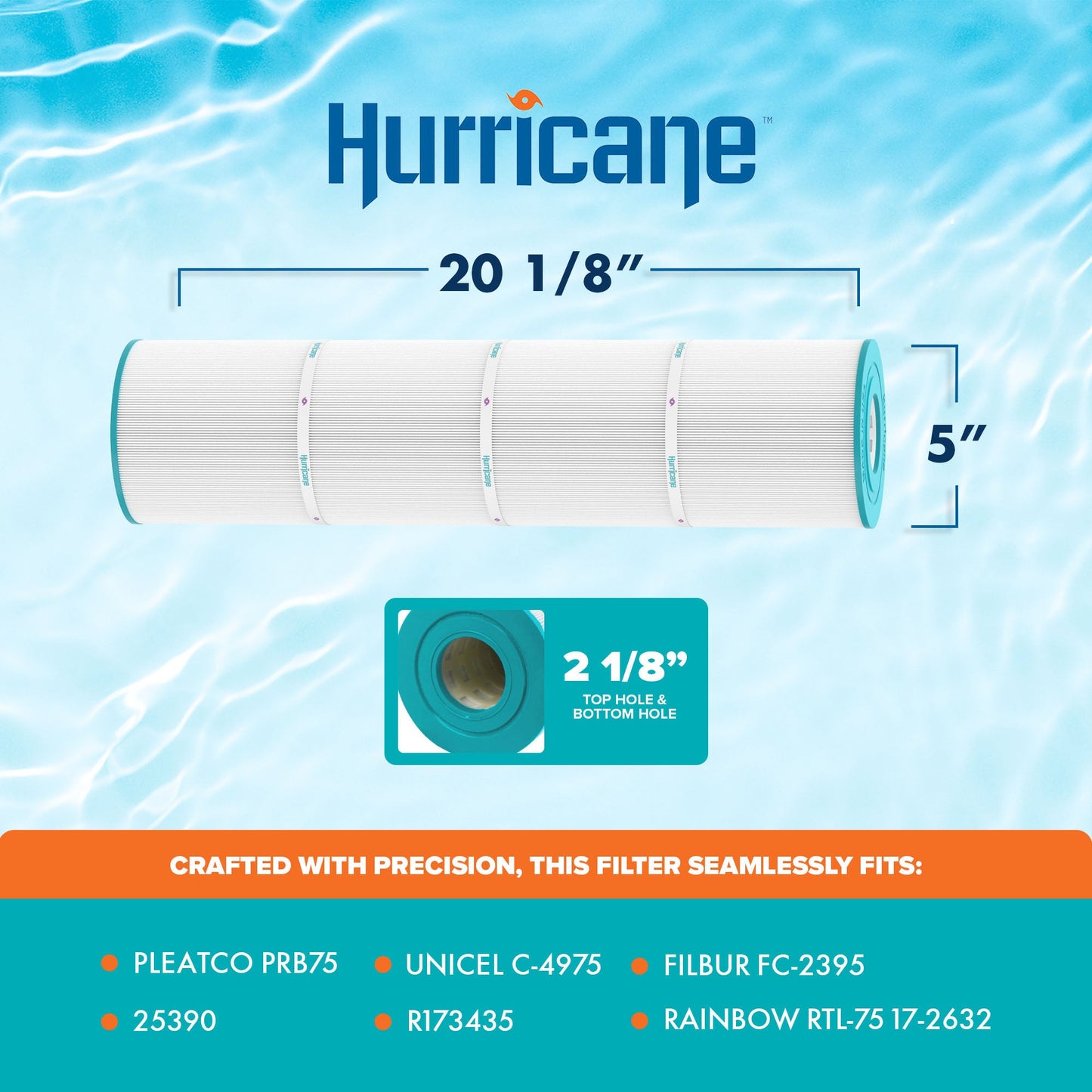 Hurricane HF4975-01 Advanced Pool and Spa Filter Cartridge Replacement, White