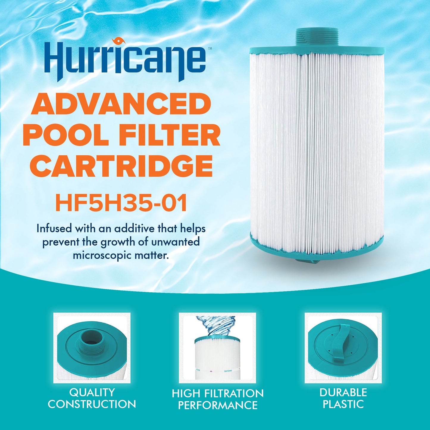 Hurricane HF5H35-01 Advanced Pool and Spa Filter Cartridge Replacement, White