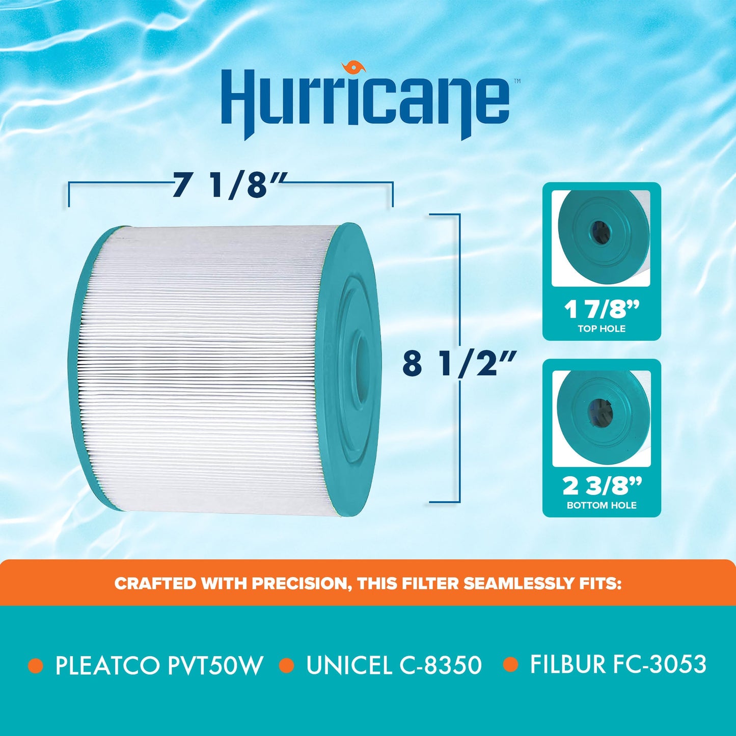 Hurricane Filters HF8350-01 Advanced Spa Filter Cartridge Replacement for Unicel C-8350, Filbur FC-3053, Vita Spa, and Other Compatible Models