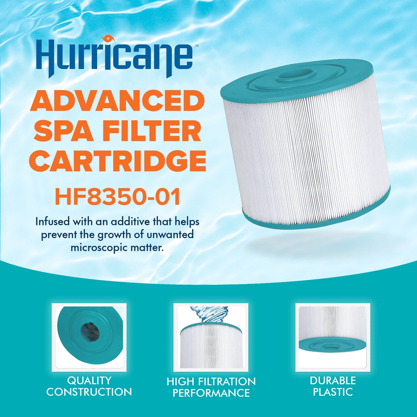 Hurricane Filters HF8350-01 Advanced Spa Filter Cartridge Replacement for Unicel C-8350, Filbur FC-3053, Vita Spa, and Other Compatible Models