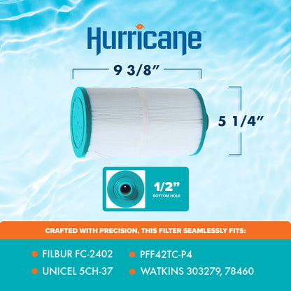 Hurricane Replacement Spa Filter Cartridge for PFF42TC-P and Unicel 5CH-37