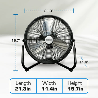 Hurricane Pro Series 16" High Velocity Heavy Duty Metal Orbital Floor Fan, Black