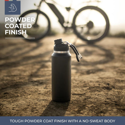 HYDRA™ 34OZ Water Bottle with Powder Coat Finish & Silicone Grip Whale Tale Handle