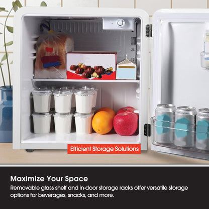 Magic Chef 1.6 Cubic Feet Retro Style Mini Fridge with Interior LED Light, White