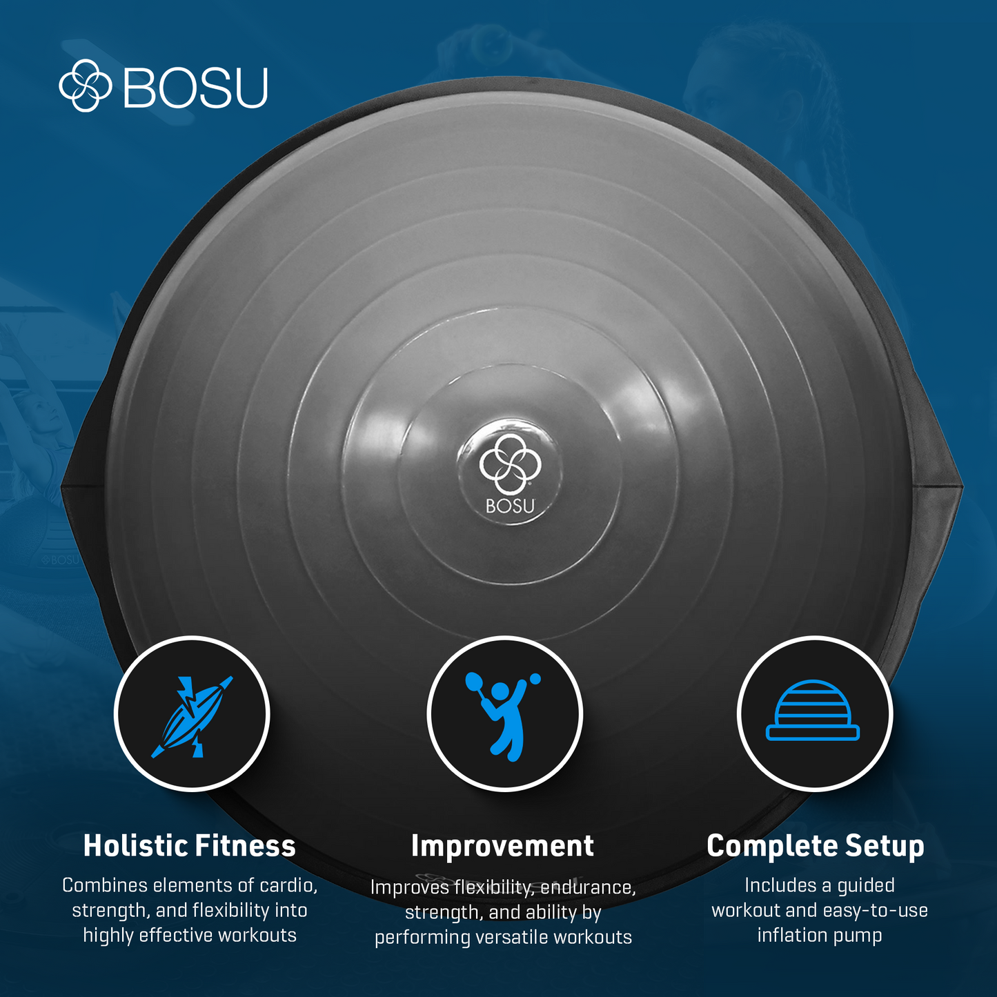 BOSU Pro BYOB Balance Fitness Core Training Workout Exercise Ball, Grey Black