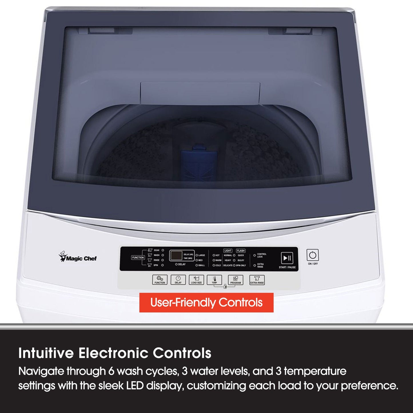 Magic Chef 3.0 Cubic Feet Top Load Compact Washer with 6 Cycles & 3 Water Levels
