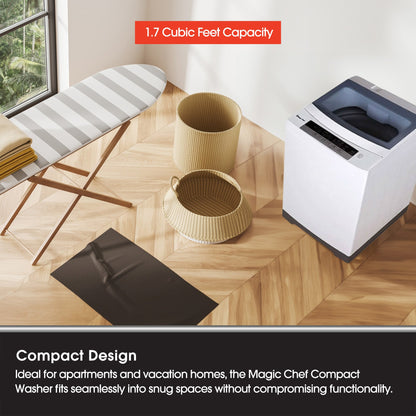 Magic Chef 1.7 Cubic Feet Top Load Compact Washing Machine with 6 Cycles, White