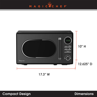 Magic Chef 0.7 Cubic Feet 700 Watt Classic Retro Countertop Microwave, Black