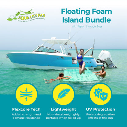 Aqua Lily Pad 15 Foot Original Floating Foam Island Bundle w/ Nylon Storage Bag
