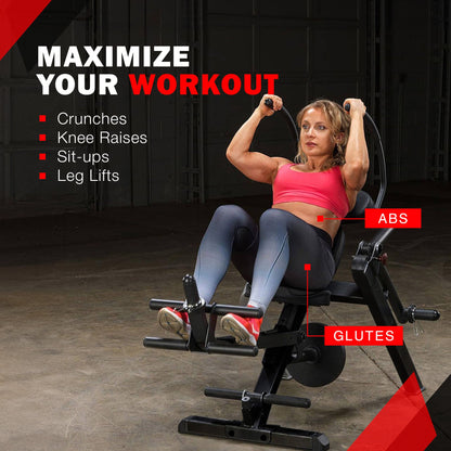 Body Solid Semi Recumbent Ab Bench with Steel Frame for Abs and Obliques, Black
