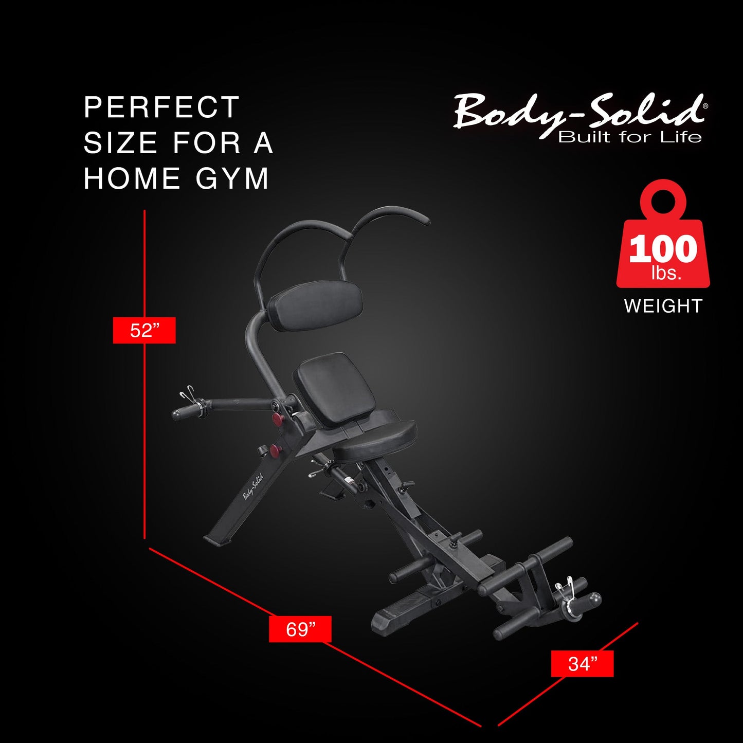 Body Solid Semi Recumbent Ab Bench with Steel Frame for Abs and Obliques, Black