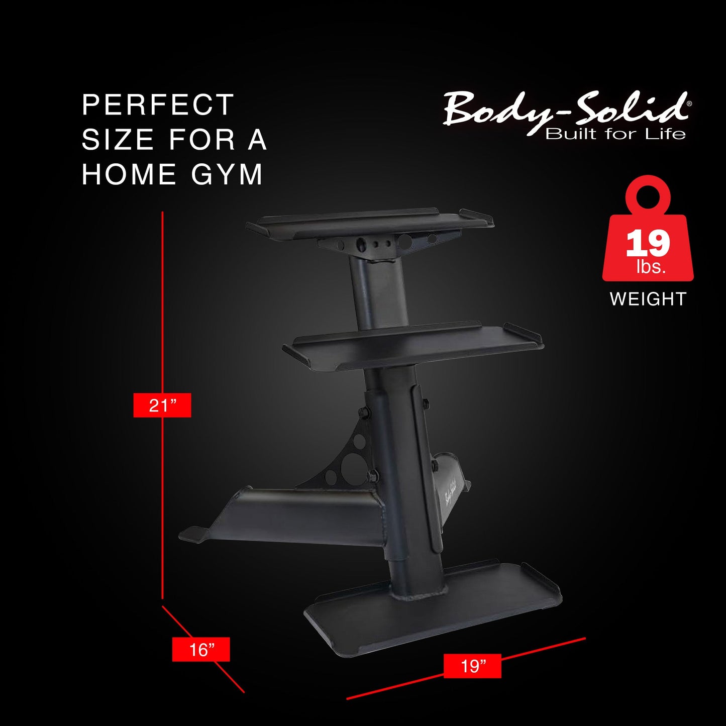 Body Solid Modern Compact 3 Tier Kettlebell Rack with Alloy Steel Frame, Black