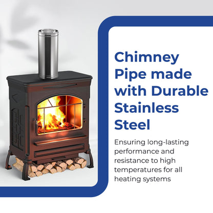 DuraVent DuraPlus Chimney Appliance Pipe, Stainless Steel, Double Wall, 6” x 12”