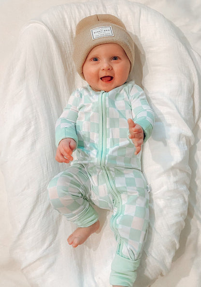 MINT CHECKERS DREAM ROMPER