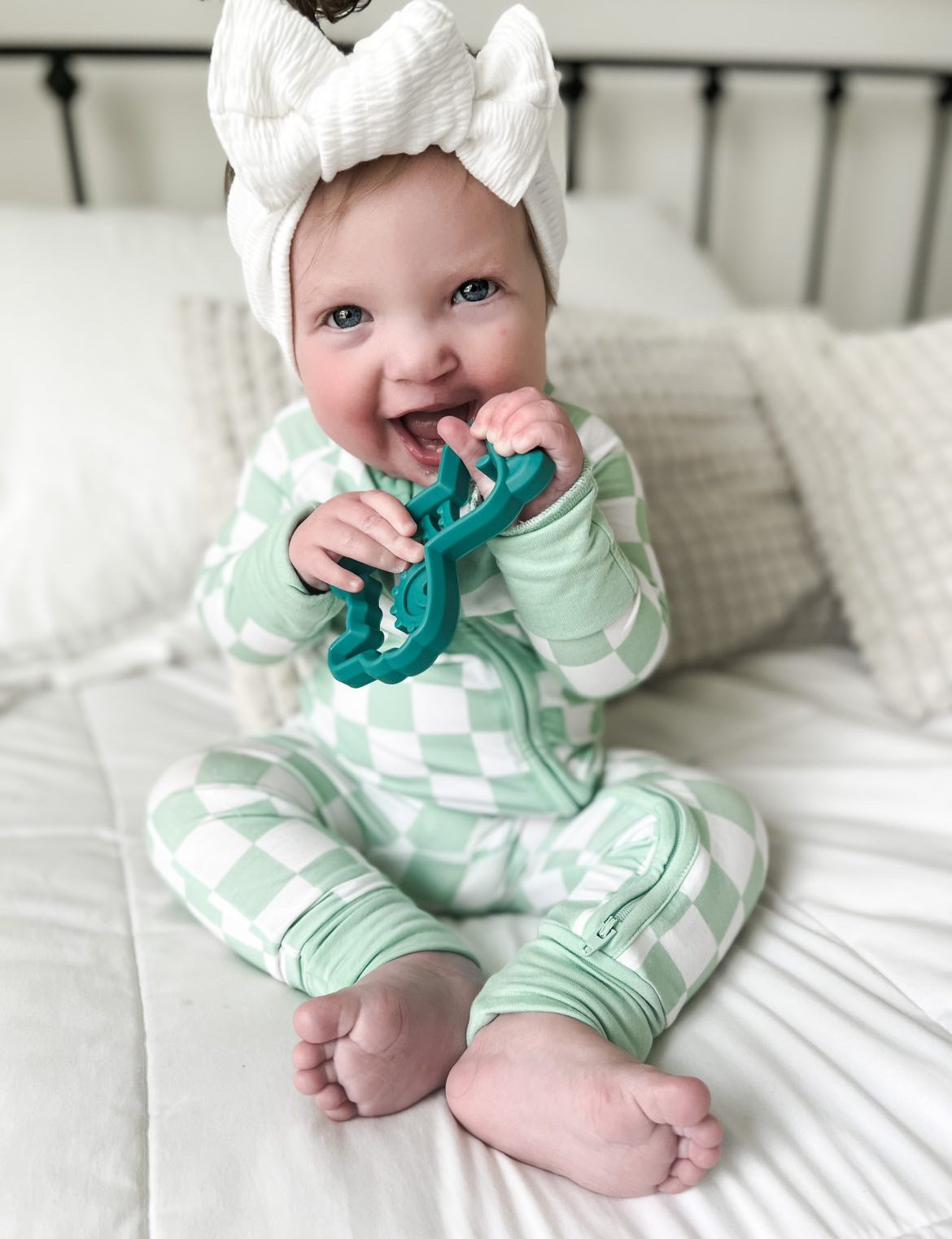 MINT CHECKERS DREAM ROMPER