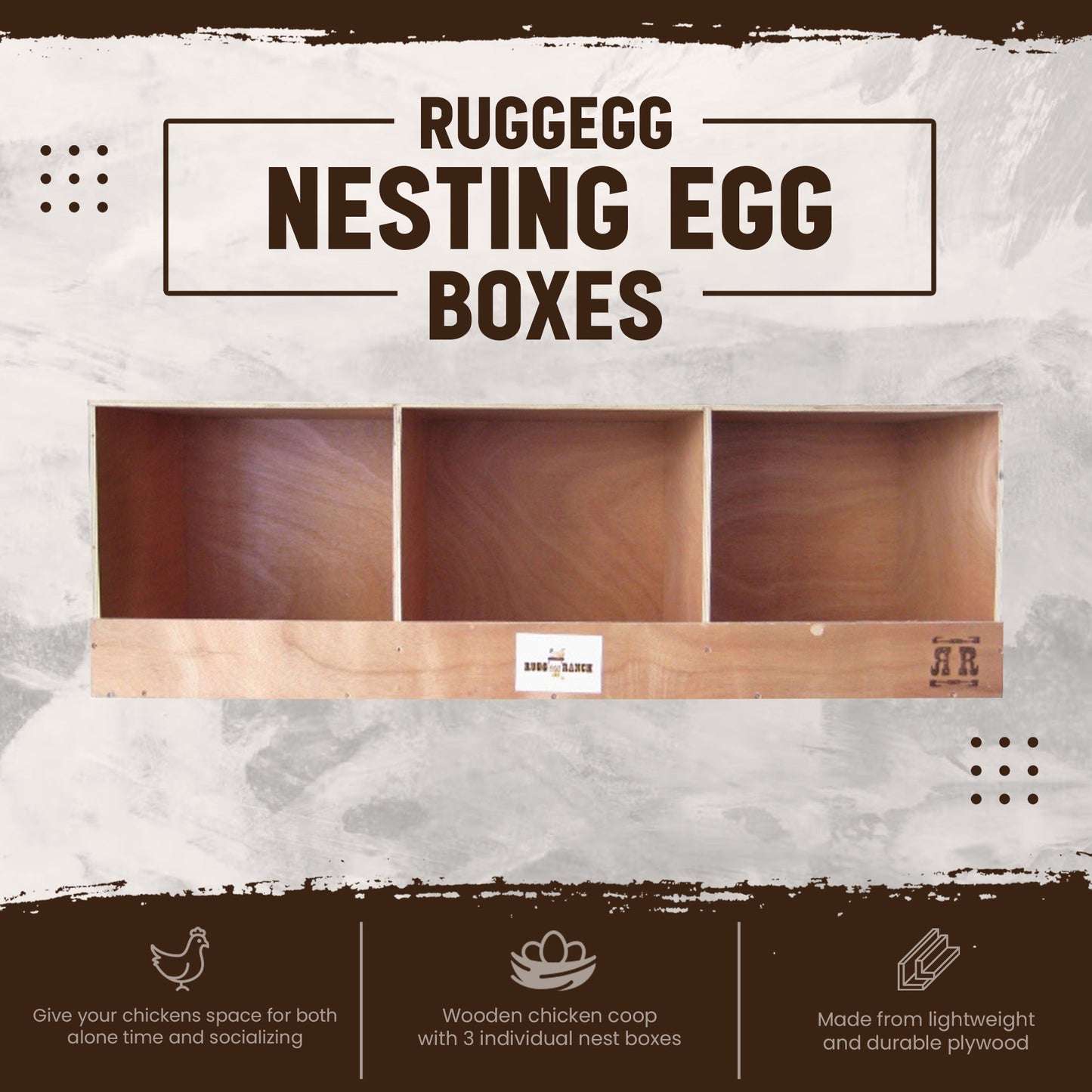 Rugged Ranch TRIPLEX RuggEgg Barn Wooden Chicken Coop Triple Nesting Egg Boxes