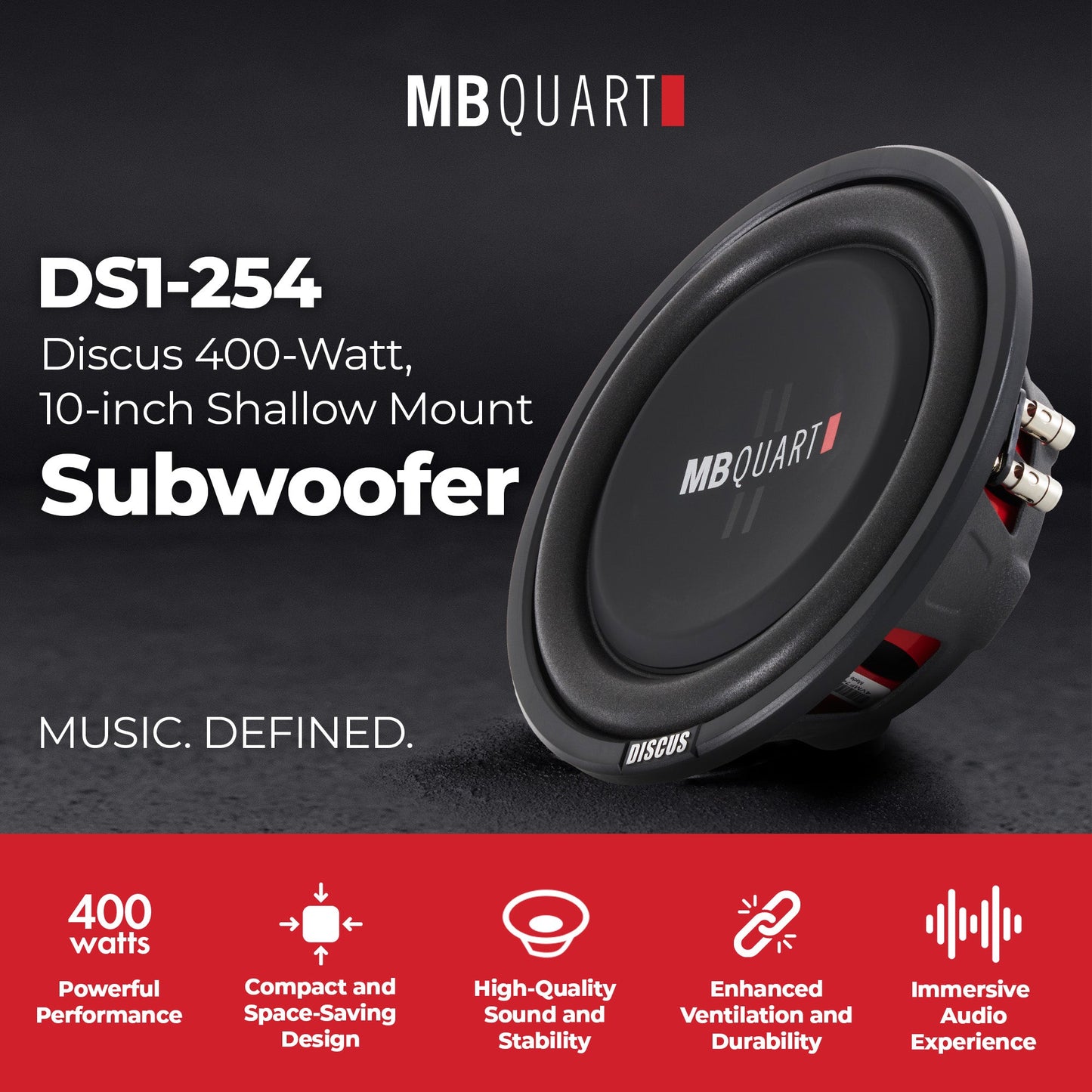 2) MB Quart DS1-254 800 Watt 4 Ohm Shallow Slim Subwoofers Car Truck DVC Subs