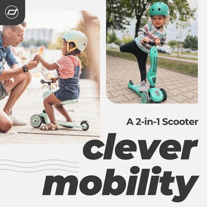 Scoot & Ride 2-in-1 Ride-On & Stand Kids Scooter, Ages 1-5, Highwaykick 1, Kiwi