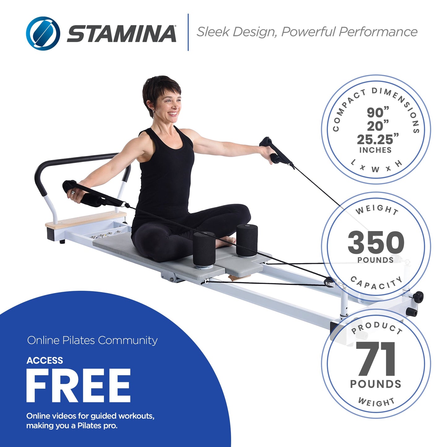 Stamina AeroPilates Precision Series Reformer Resistance Pilates Workout Board