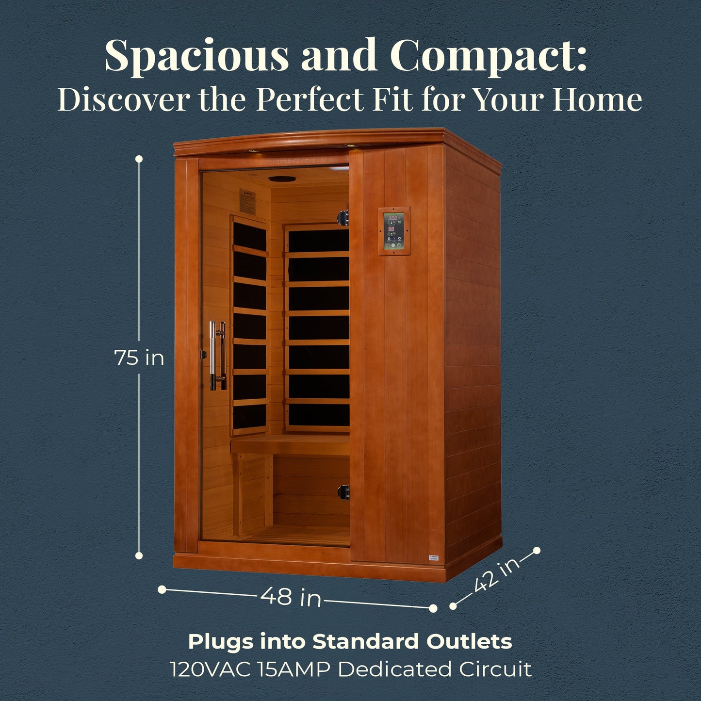 Dynamic Saunas Venice 2-Person Low EMF FAR Infrared Sauna, Canadian Hemlock Wood