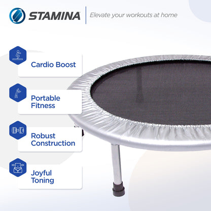 Stamina Products 35-1625 36 Inch Folding Quiet and Safe Trampoline for Cardio