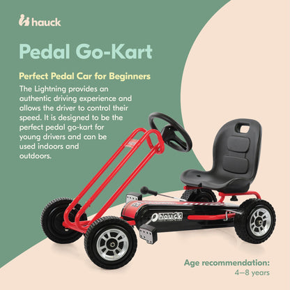 hauck Blizzard Ergonomic Pedal Ride On Go Kart Toy for Boys & Girls Ages 4-8,Red