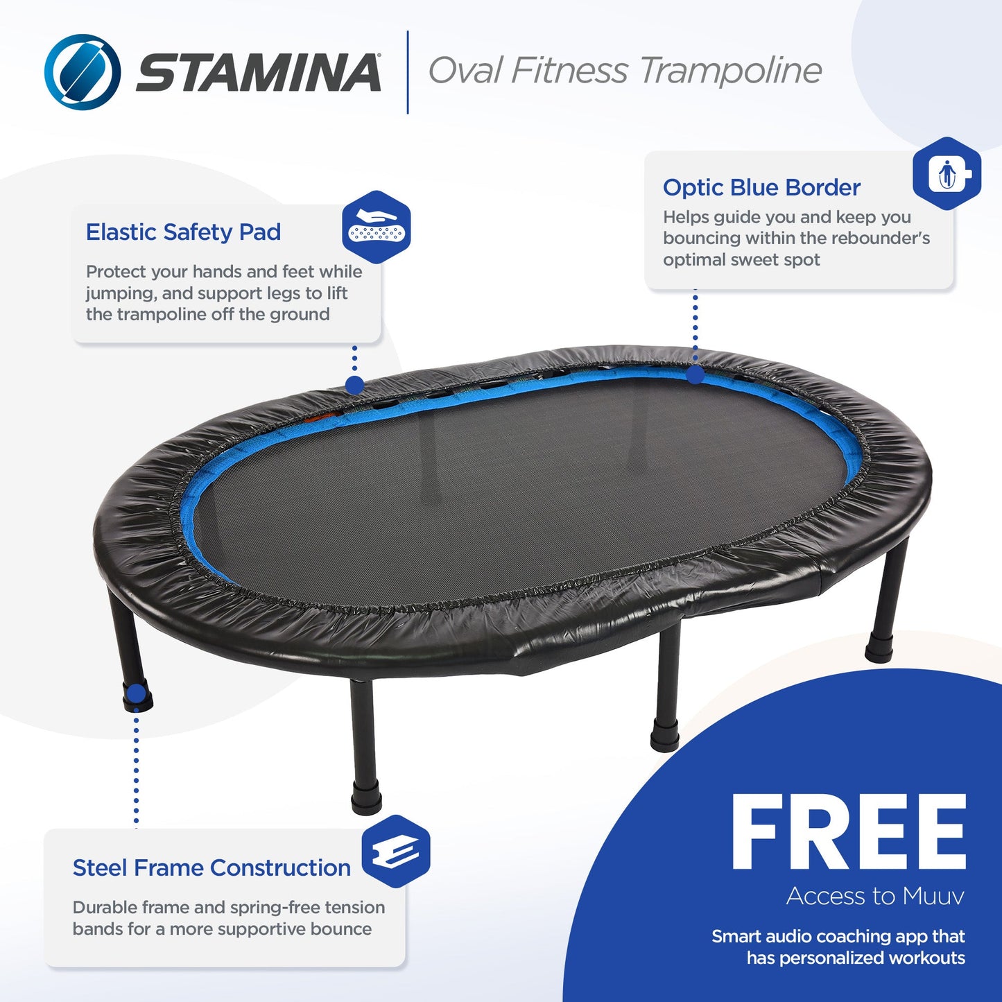 Stamina Oval Fitness Rebounder Trampoline for Home Gym Cardio Exercise Workouts