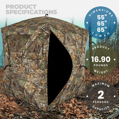 Ameristep Care Taker Pop-Up 2 Person Ground Hunting Concealment Blind, RealTree