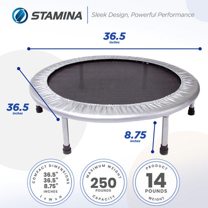 Stamina Products 35-1625 36 Inch Folding Quiet and Safe Trampoline for Cardio