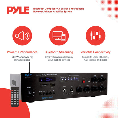 Pyle Bluetooth Compact PA Speaker & Microphone Receiver Address Amplifier System